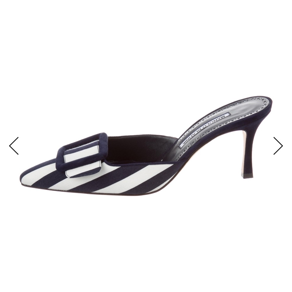 Manolo Blahnik Striped Mules